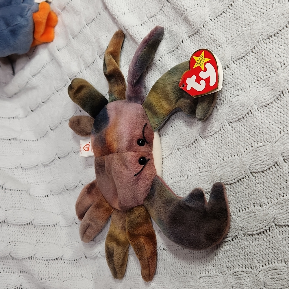 Vintage Ty Beanie Baby Original Claude 1996 Tie Dye  Crab